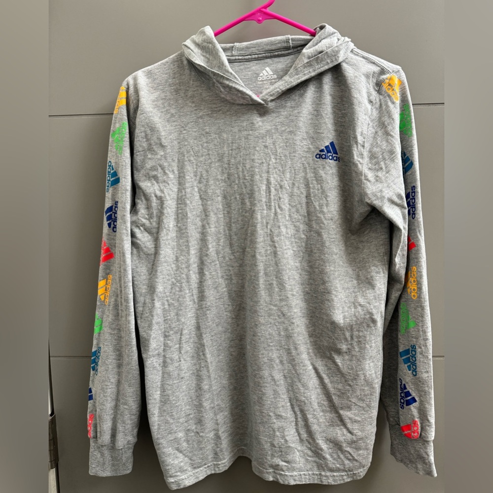 Youth addias long sleeve shirt with hood size large